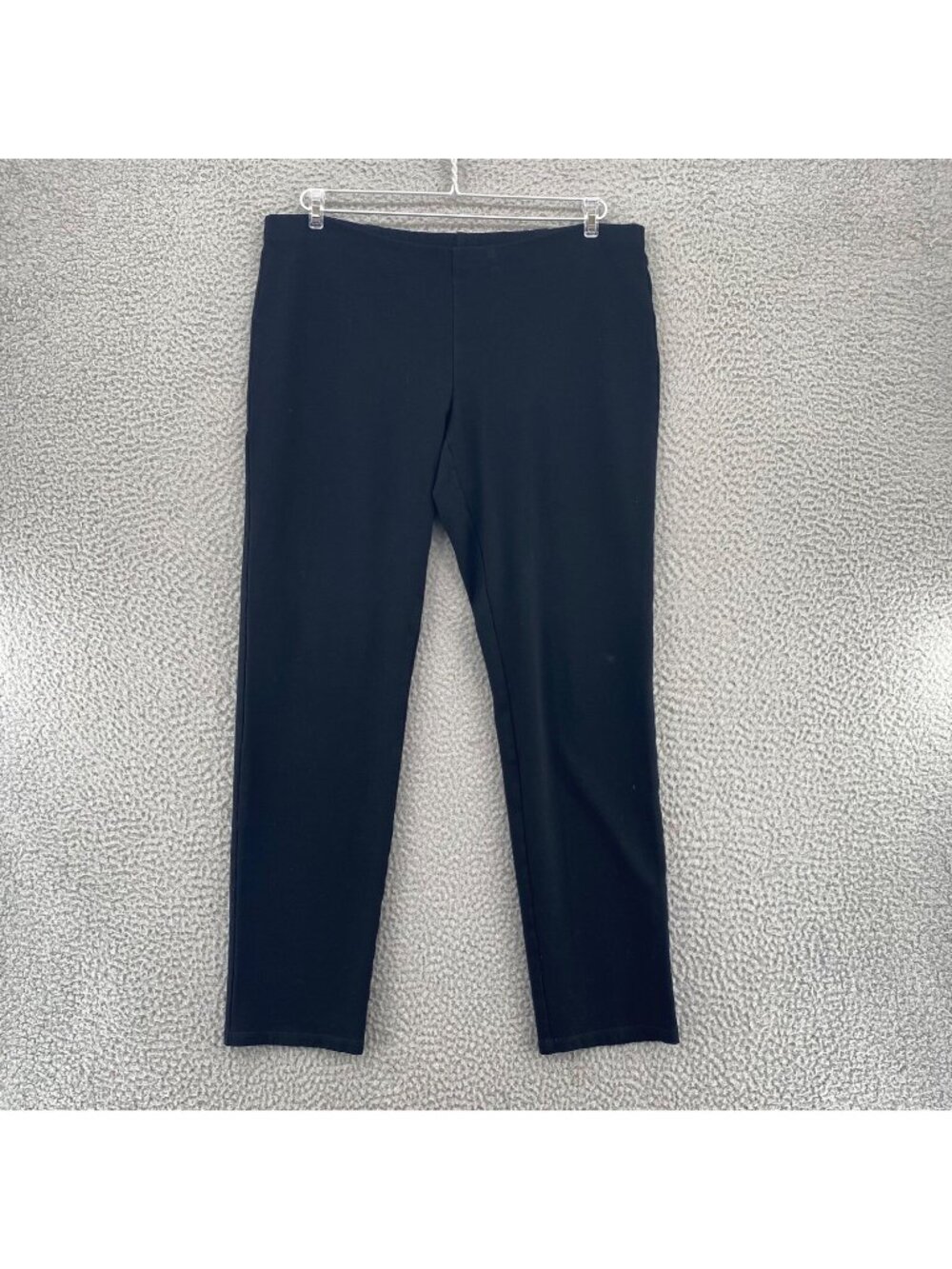 Eileen Fisher Pants Womens Medium Black Leggings Stretch Knit Pull On Tapered